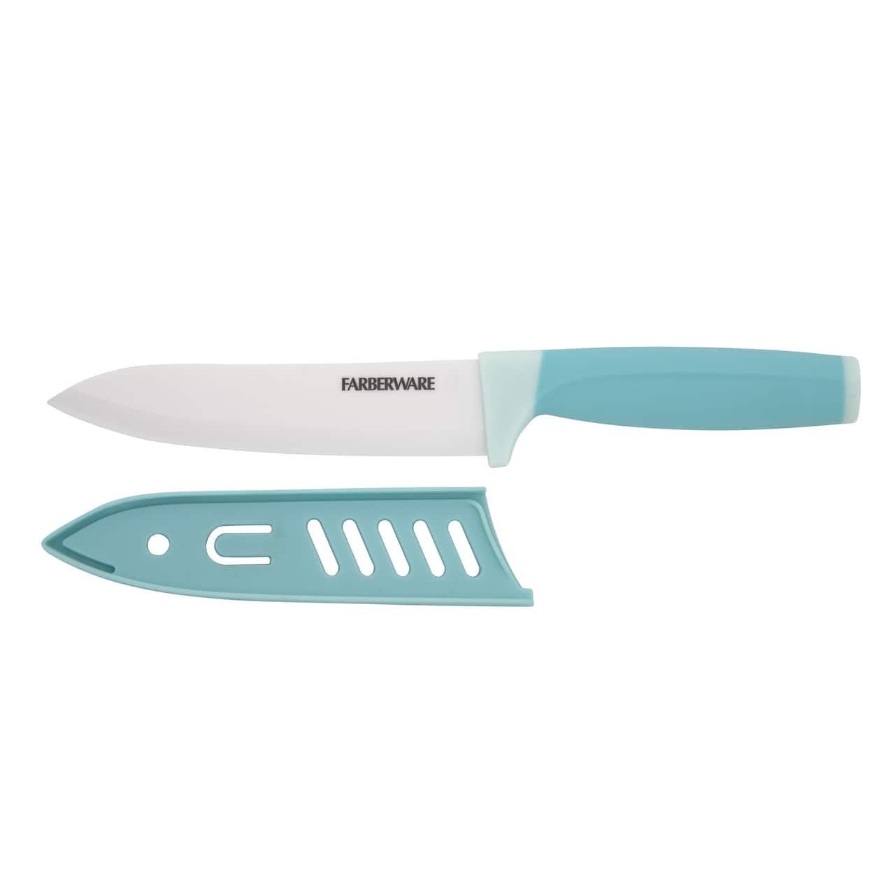 Farberware 6" Aqua Ceramic Chef Knife with Sheath